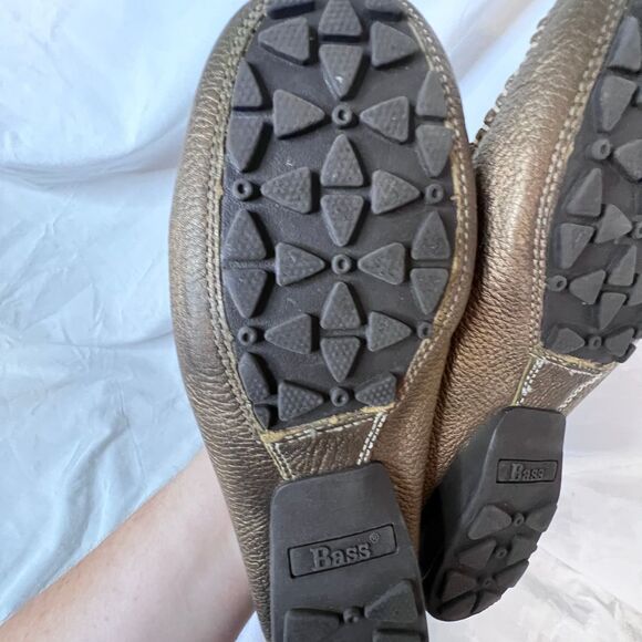 Bass Women's Selene Slip On Mules size 6.5 M Upper Leather Gold color beaded - Picture 5 of 7